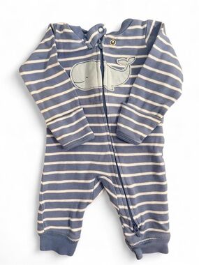 Carter's Blue and Cream Striped Whale Footie